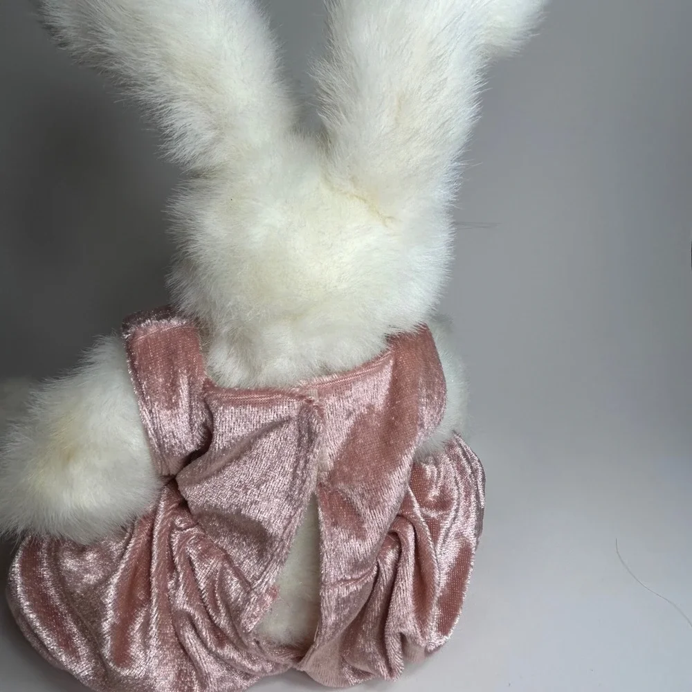 Ty Attic Treasures White Bunny Rabbit Sara Plush Pink Velvet Rose 1993 Vintage